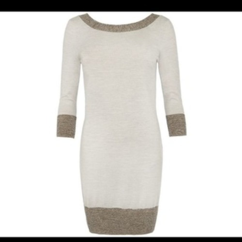 Allsaints PRIVA V back neck wool / linen stretchy sweater dress, 6/S